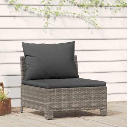 Canap&eacute; de central avec coussin en polyrotin gris