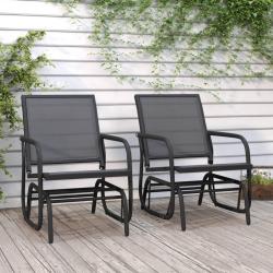 Chaises oscillantes de lot de 2 noir 61x76x87 cm