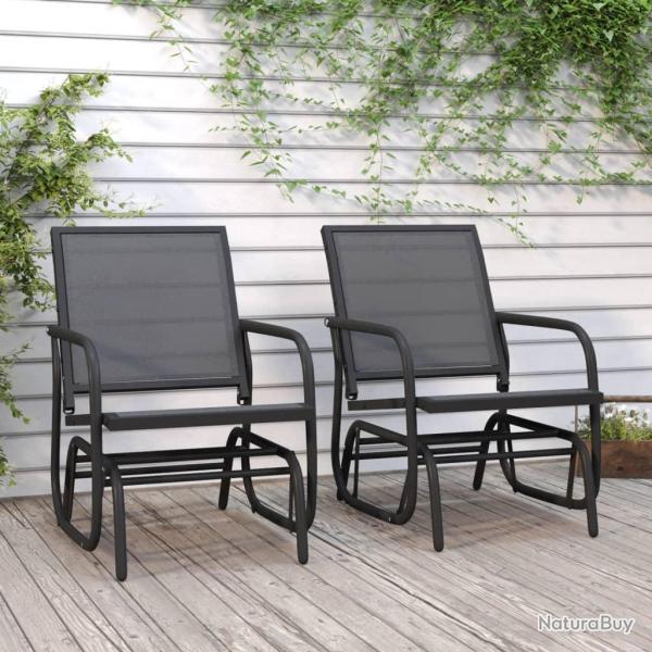 Chaises oscillantes de lot de 2 noir 61x76x87 cm