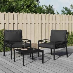 Chaises de avec coussins gris lot de 2 68x76x79 cm acier