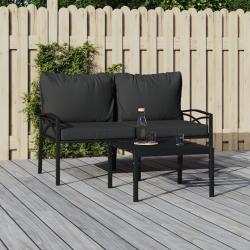 Chaises de avec coussins gris lot de 2 62x75x79 cm acier