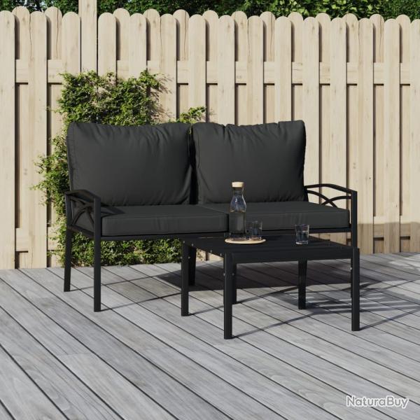 Chaises de avec coussins gris lot de 2 62x75x79 cm acier