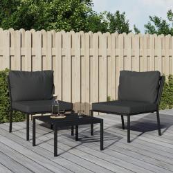 Chaises de avec coussins gris lot de 2 60x74x79 cm acier