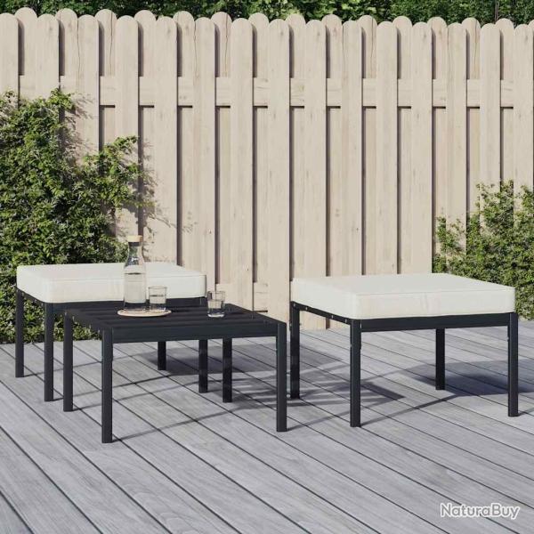 Tabourets de et coussins sable lot de 2 60x60x35cm acier