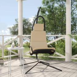Chaise balan&ccedil;oire de et coussin cr&egrave;me tissu Oxford/acier