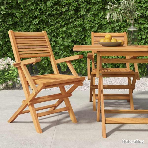 Chaises de pliantes lot de 2 55x62x90cm bois massif teck