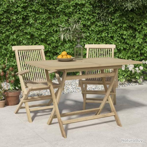 Table de pliante gris 120x70x75 cm bois de teck solide