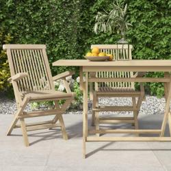 Chaises de pliantes lot de 2 gris 56x61x89cm bois teck