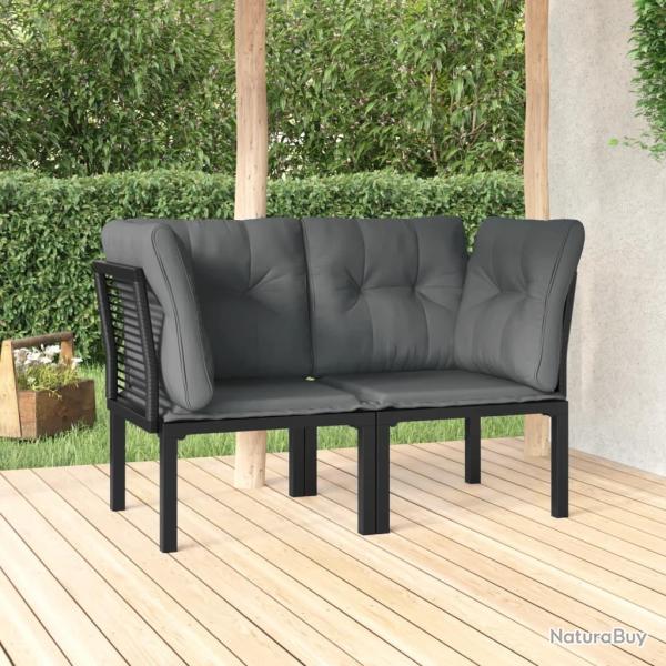 Chaises d'angle de avec coussins lot de 2 noir/gris