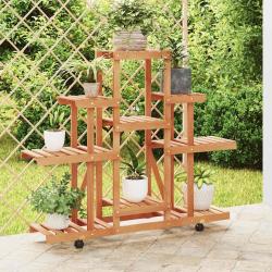 Support &agrave; fleurs avec roues 110x25x101 cm bois massif de sapin