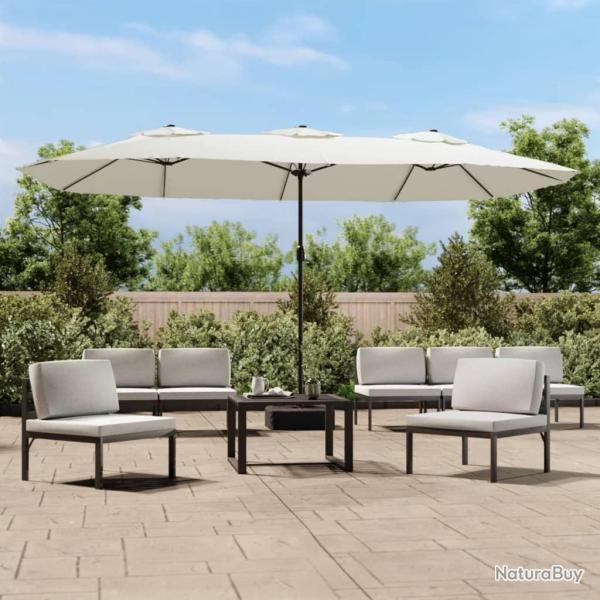 Parasol de � double t�te avec LED blanc sable 449x265 cm