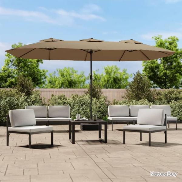 Parasol de � double t�te avec LED taupe 449x265 cm