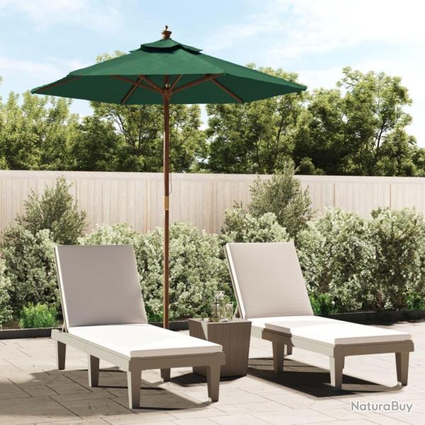 Parasol de avec m�t en bois vert 196x231 cm
