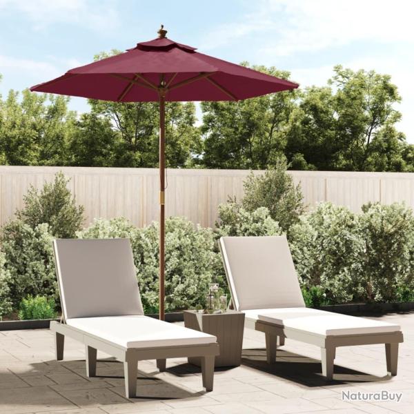 Parasol de avec m�t en bois rouge bordeaux 196x231 cm