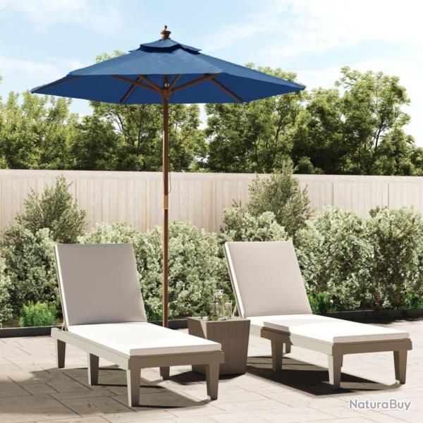 Parasol de avec m�t en bois bleu azur� 196x231 cm