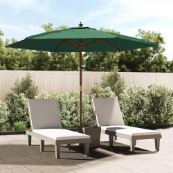 Parasol de avec m&acirc;t en bois vert 299x240 cm
