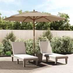 Parasol de avec m&acirc;t en bois taupe 299x240 cm