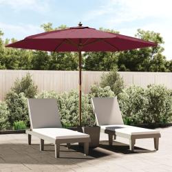 Parasol de avec m&acirc;t en bois rouge bordeaux 299x240 cm