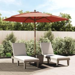 Parasol de avec m&acirc;t en bois terre cuite 299x240 cm