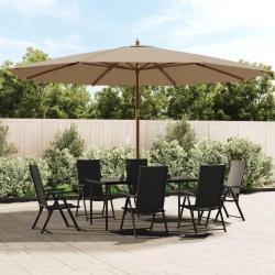 Parasol de avec m&acirc;t en bois taupe 400x273 cm