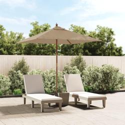 Parasol de avec m&acirc;t en bois taupe 198x198x231 cm