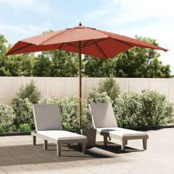 Parasol de avec m&acirc;t en bois terre cuite 300x300x273 cm