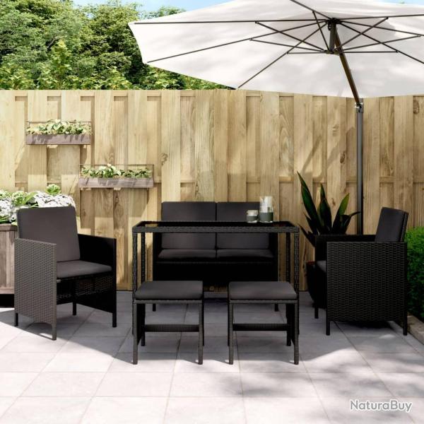 Ensemble � manger de coussins 6pcs noir r�sine tress�e