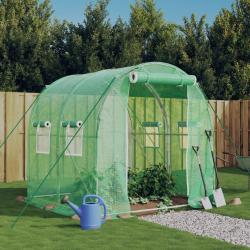 Serre avec cadre en acier vert 4 m&sup2; 2x2x2 m
