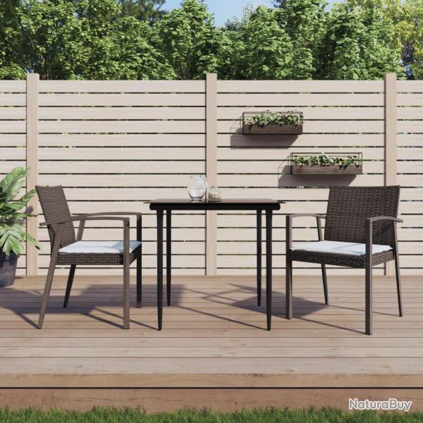 Chaises de coussins lot de 2 marron 56,5x57x83 cm rotin