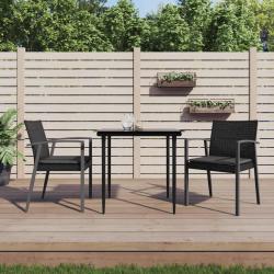 Chaises de et coussins lot de 2 noir 56,5x57x83 cm rotin