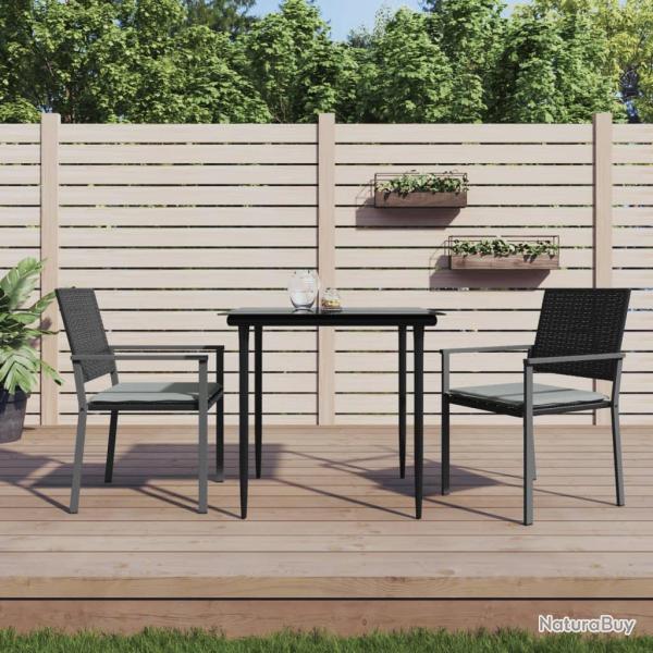 Chaises de et coussins lot de 2 noir 54x62,5x89 cm rotin