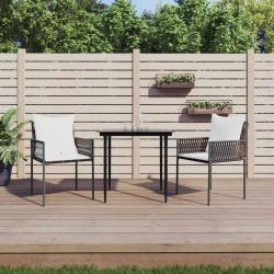 Chaises de et coussins lot de 2 marron 54x61x83 cm rotin