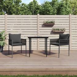 Chaises de avec coussins lot de 2 noir 54x61x83 cm rotin