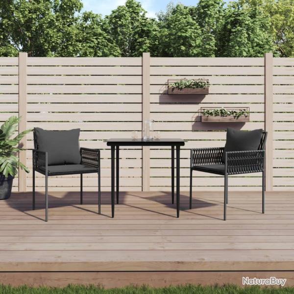 Chaises de avec coussins lot de 2 noir 54x61x83 cm rotin