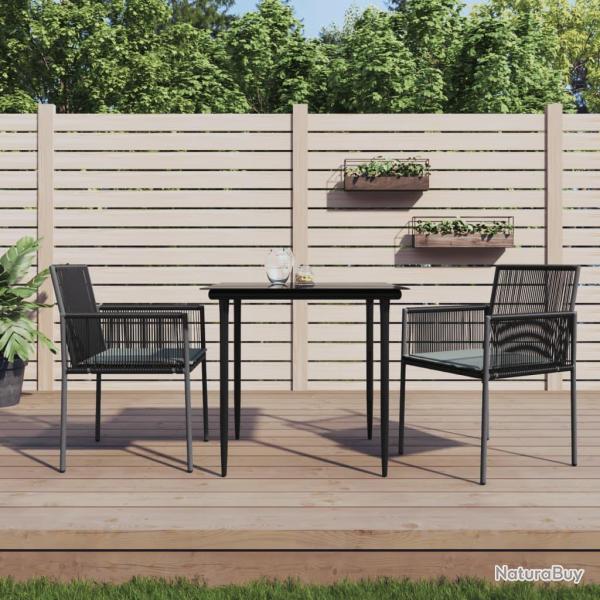 Chaises de et coussins lot de 2 noir 54x60,5x83,5 cm