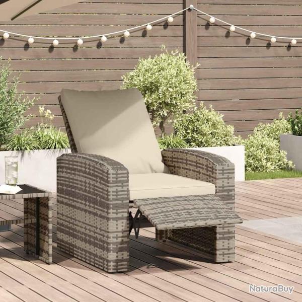 Fauteuil inclinable de avec coussins marron clair rotin