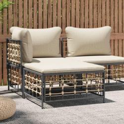 Tabouret de avec coussin beige r&eacute;sine tress&eacute;e
