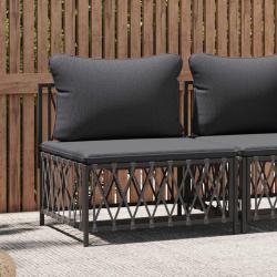 Canap&eacute; central de avec coussins anthracite tissu tiss&eacute;