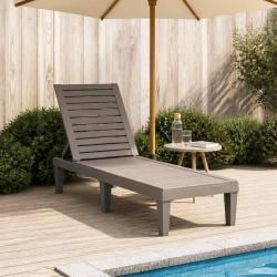 Chaise longue en polypropyl&egrave;ne marron clair pour la terrasse, 155 &times; 58 &times; 83 cm
