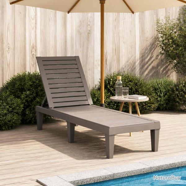 Chaise longue en polypropyl�ne marron clair pour la terrasse, 155 � 58 � 83 cm