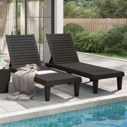 Chaises longues lot de 2 noir 155x58x83 cm polypropyl&egrave;ne