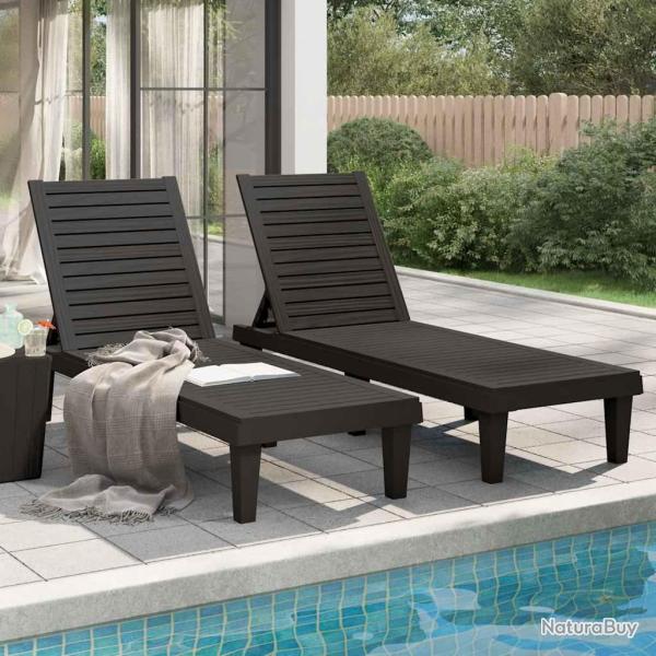 Chaises longues lot de 2 noir 155x58x83 cm polypropyl�ne