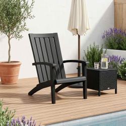Chaise Adirondack noire en polypropyl&egrave;ne, pour le jardin