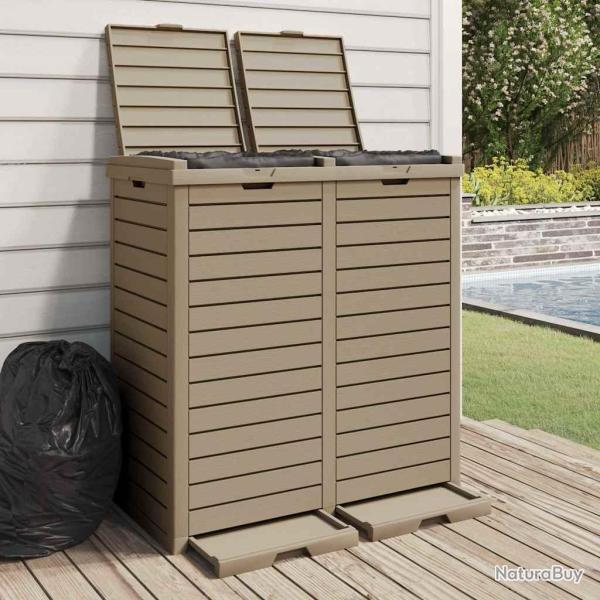 Poubelle d'ext�rieur marron clair 78x41x86 cm polypropyl�ne