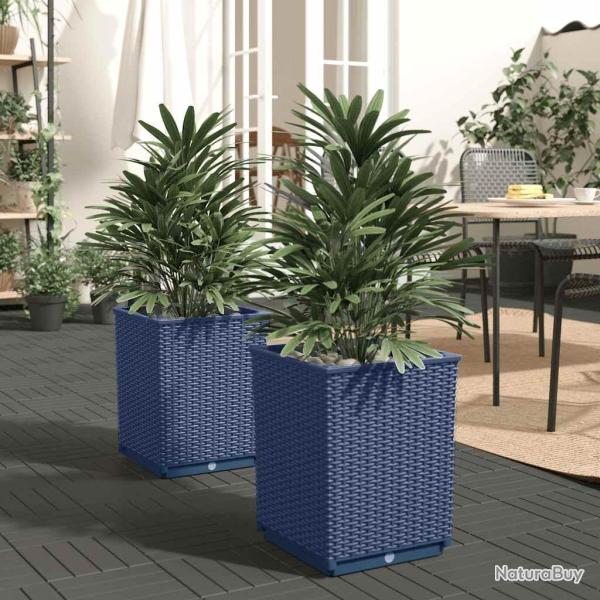 Jardini�res 2 pcs bleu gris 30x30x37 cm polypropyl�ne