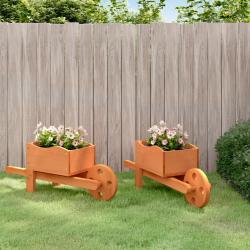 Jardini&egrave;res brouette 2 pcs 47x15x19 cm bois de sapin massif