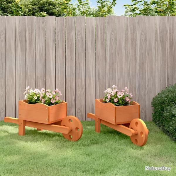 Jardini�res brouette 2 pcs 47x15x19 cm bois de sapin massif