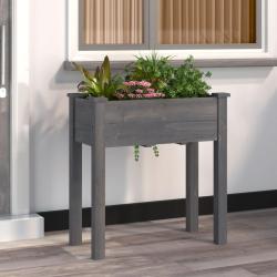 Jardini&egrave;re avec doublure gris 71x37x76 cm bois massif de sapin