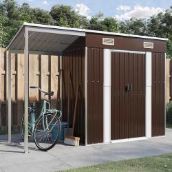 Abri de avec toit prolong&eacute; marron 277x107x181 cm acier