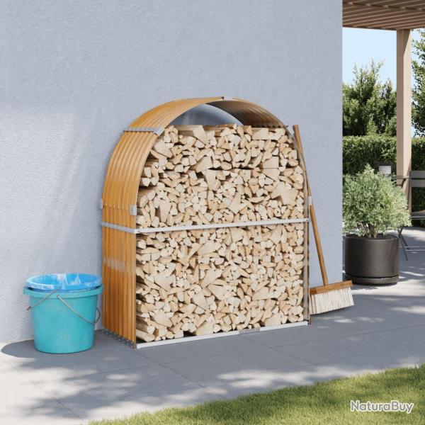 Porte-b�ches aspect bois 120x45x140 cm acier galvanis�